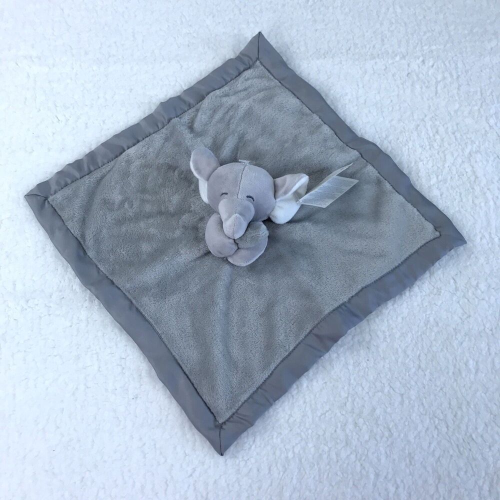 Carters Gray Elephant Security Blanket Lovey Satin Trim NWT